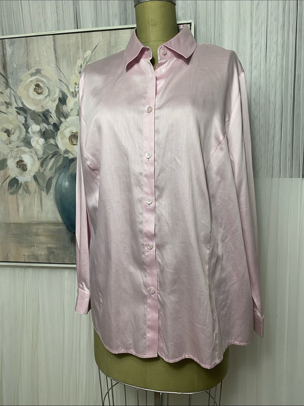 Light Lavender/Pink Button-Up Sheen Blouse by Atelier GS Made in Germany 🇩🇪